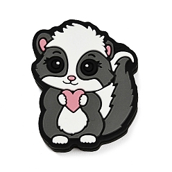 Серый Силиконовые бусины, фокусные бусы, енот, серые, 30x24.5x7 мм, отверстие : 2.5 мм