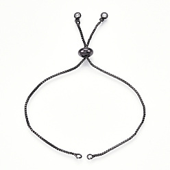 Черный Цвет Металла Изготовление браслета-слайдера из латуни с регулируемым покрытием стойки, с кубического циркония, долговечный, металлический черный , длина одной цепи: около 11.8~12.2 см