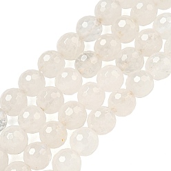 Хрусталь Природных кристаллов кварца бисер нитей, (128 грани)граненый, круглые бусины из горного хрусталя, 8 мм, отверстие : 1 мм, около 45 шт / нитка, 14.57 дюйм (37 см)