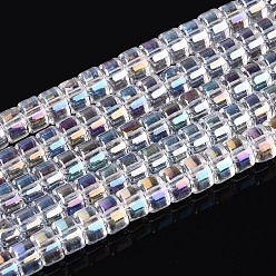 Прозрачный Ab цветные прозрачные стеклянные бусины пряди, плоско-круглые, прозрачные, 4~4.5x3 мм, отверстие : 0.7~0.8 мм, около 127~129 шт / нитка, 14.57~14.96'' (37~38 см)