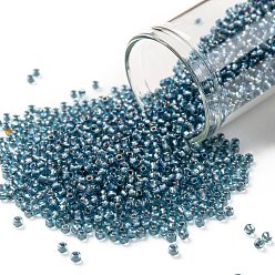 (275) Inside Color AB Crystal/Teal Lined TOHO Round Seed Beads, Japanese Seed Beads, (275) Inside Color AB Crystal/Teal Lined, 11/0, 2.2mm, Hole: 0.8mm, about 5555pcs/50g