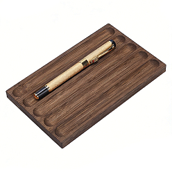 Camel 5-Slot Wood Pen Holder, Desk Pen Stand Organizer, Rectangle, Camel, 11x18x1.4cm