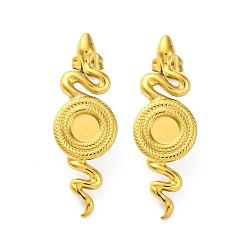 Настоящее золото 18K Ионное покрытие (ip) 304 серьги-гвоздики из нержавеющей стали в форме змеи, реальный 18 k позолоченный, 39x13 мм