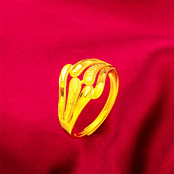 Золотой Регулируемые кольца манжеты из сплава, цветок, золотые, внутренний диаметр: 15~20 мм