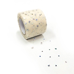 Old Lace Glitter Sequin Deco Mesh Ribbons, Tulle Fabric, Tulle Roll Spool Fabric For Skirt Making, Old Lace, 2 inch(5cm), about 25yards/roll(22.86m/roll)