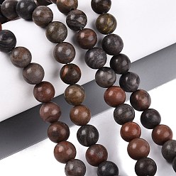 галька с  росписью Натуральные дендритные нити из бисера яшмы, гладкий круглый, 8~8.5 мм, отверстие : 0.8~1 мм, около 44~47 шт / нитка, 14.37~15.35 дюйм (36.5~39 см)