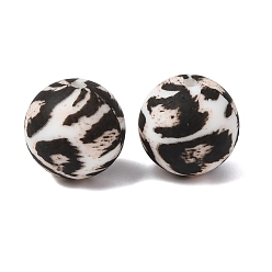 Круглые Экологически чистые силиконовые бусины пищевого качества с печатью, круглые, фокусные бусы, чёрные, круглые, 15 мм, отверстие : 2 мм