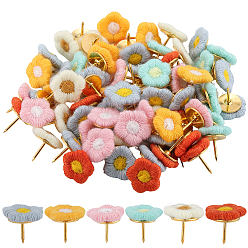 (52) Непрозрачная лаванда 60шт. цветочные полиэстеровые и сплавные кнопки-гвоздики, Маркировочные булавки, для фото стены, карты, доска объявлений или пробковые доски, разноцветные, 13x14x12.5 мм