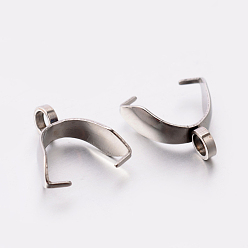 Нержавеющая Сталь Цвет 201 нержавеющей стали поручительств щепотка, щепотка под залог для изготовления кулона, цвет нержавеющей стали, 12x4 мм, отверстие : 2 мм, штифты : 0.6 мм