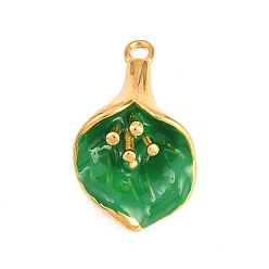 Зеленый 304 нержавеющей стальной эмали подвески, , золотые, зелёные, 23x14x7 мм, отверстие : 1.8 мм