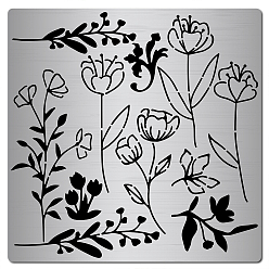 Цветок Трафареты для штампов из нержавеющей стали, для diy scrapbooking / фотоальбом, декоративная тисняющая бумажная карточка, цвет нержавеющей стали, цветочным узором, 160x160x0.5 мм