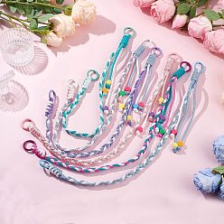 (52) Непрозрачная лаванда 6 шт. 6 цвета полиэстер и спандекс шнуры веревки подвесные украшения, с цветочными акриловыми бусинами и окрашенными распылением кольцами из сплава с пружинным затвором, разноцветные, 500x15x13 мм, 1 шт / цвет