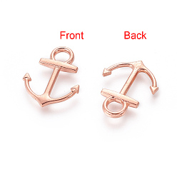 Розовое Золото Сплавочные подвески тибетского стиля, без кадмия и без свинца, якорь, розовое золото , 19x14.5x1.5 мм, отверстие : 3 мм