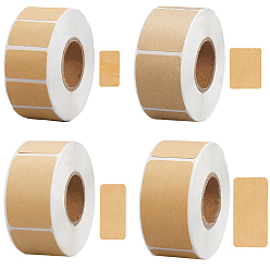 Antique Bronze 4 Rolls 4 Sizes Kraft Paper Rectangle Blank Label Stickers, 15~50x25x0.1mm, 1 roll