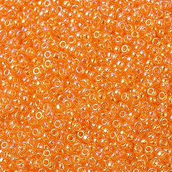 (RR253) Transparent Orange AB Миюки круглые бусины рокайль, японский бисер, 11/0, (rr 253) прозрачный оранжевый ab, 11/0, 2x1.3 мм, отверстие : 0.8 мм, Около 1111 шт / 10 г