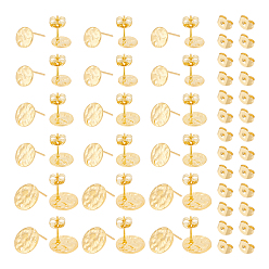Золотой 36 шт. 3 стиль 201 плоские круглые серьги-гвоздики из нержавеющей стали, с 304 штифтов из нержавеющей стали, золотые, 8~12x0.7~0.9 мм, отверстие : 1.2~1.4 мм, штифты : 0.7 мм, 12 шт / стиль