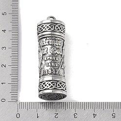 Human Openable 316 Surgical Stainless Steel Urn Ashes Pendants, with Jump Ring, Column Charm, Antique Silver, Soldiers, 46x15x13.5mm, Hole: 6.5mm