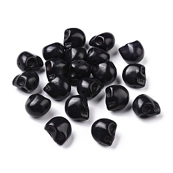 Negro Cuentas de turquesas sintéticas hebras, teñido, cráneo, negro, 18x13x17 mm, Agujero: 1 mm, sobre 178 unidades / 1000 g