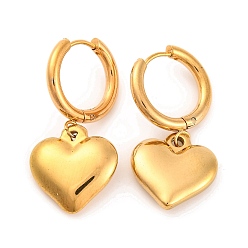 Золотой 304 серьги из нержавеющей стали для женщин, сердце, золотые, 32.5x16 мм