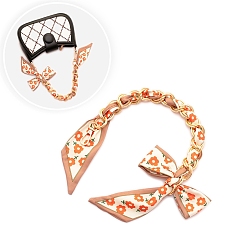 Оранжевый Алюминиевые цепи-удлинители для сумок, с застежками из сплава и лентой-бантом, для замены ремней для мешков, оранжевые, 340~400 мм