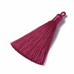 Средний Фиолетово-красный Полиэстер кисточкой подвески, средне фиолетовый красный, 78~82x8 мм, отверстие : 2~4 мм