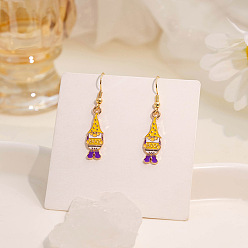 Желтый Пасхальные серьги-подвески из сплава и эмали, кролик, золотые, желтые, 42x8 мм