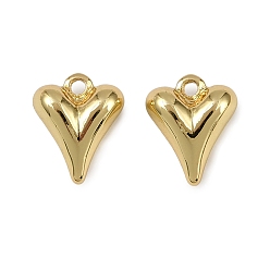 Настоящее золото 18K Латунные подвески, сердце прелести, долговечный, без кадмия и без свинца, стойки покрытие, реальный 18 k позолоченный, 10x8x4.5 мм, отверстие : 1.2 мм