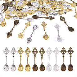 (52) Непрозрачная лаванда Тибетский сплав стиля большие кулоны, кухонные принадлежности из сплава подвески, ложка, разноцветные, 58x15.5x2 мм, 5 цвета, 10 шт / цвет, 50 шт / коробка