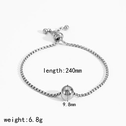 Нержавеющая Сталь Цвет 304 подвеска-цепочка с круглым шариком из нержавеющей стали для женщин, не тускнеет, цвет нержавеющей стали, 9-1/2 дюйм (24 см), бусина : 9.8 mm