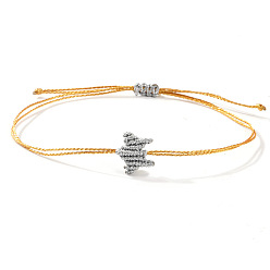 Светло-серый Плетеные браслеты из вощеного шнура для женщин, звезда, светло-серый, внутренний диаметр: 11 дюйм (28 см)