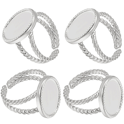 Нержавеющая Сталь Цвет 8 шт. 304 нержавеющая сталь открытая манжета кольцо настройки, овальные, цвет нержавеющей стали, размер США 7 (17.3 мм), лоток : 16x12 мм