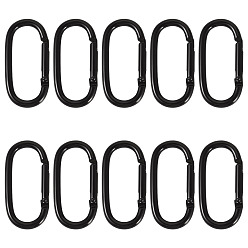 Черный 10шт. сплав пружинных затворных колец, овальные, чёрные, 50x25x4 мм