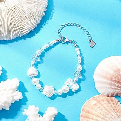 Bowknot Браслеты из искусственного жемчуга из АБС-пластика для женщин, с акриловой, бантом, 6-7/8 дюйм(17.4см)+удлинитель: 65мм