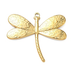 Настоящее золото 18K 304 подвески из нержавеющей стали, очарование стрекозы, ионное покрытие (ip), реальный 18 k позолоченный, 30x34x2 мм, отверстие : 1.6 мм