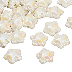 Light Yellow Plating Opaque Acrylic Beads, Star, Light Yellow, 18x19.5x10.5mm, Hole: 2.5mm