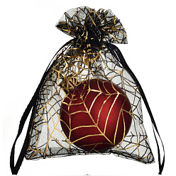 Spider Прямоугольные сумки из органзы на шнурке, пакеты для хранения конфет горячего тиснения, подарочный пакет на Хэллоуин, паук, 18x13 см