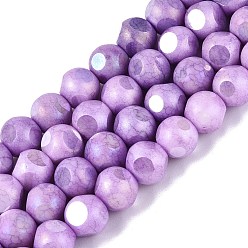 Средняя Орхидея Нити из непрозрачных стеклянных бусин с эффектом омбре, окрашенные методом гальванического покрытия., круглые, с покрытием AB цвета, граненый(6 граненый), средне орхидеи, 8~8.5 мм, отверстие : 1~1.2 мм, около 47~48 шт / нитка, 14.17~14.76 дюйм (36~37.5 см)