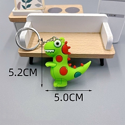 Лайм Пвх пластиковый брелок, мультфильм динозавр, желто-зеленые, кулон: 5.2x5 см