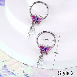 Бабочка 316l хирургическая нержавеющая сталь микропрорезь прозрачный кубический цирконий ниппель стремя, с горячей перламутровой эмалью, цвет нержавеющей стали, бабочка, Длина стержня: 15мм, штифты : 1.6 мм