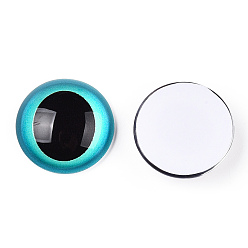 Dunkeltürkis Glas cabochons, halbrund mit Auge, dunkeltürkis, 20x6.5 mm