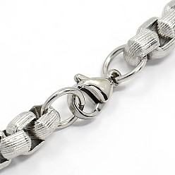 Stainless Steel Color Trendy 304 Stainless Steel Venetian Chain Bracelets, with Lobster Claw Clasps, Stainless Steel Color, 8-1/2 inch(215mm), 7.5mm, jumpring: 8x1mm
