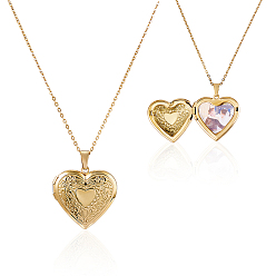 Золотой 2 шт. 316 Медальон с фотографией в форме сердца из хирургической нержавеющей стали, ожерелья с цепочкой для женщин, золотые, 17.72 дюйм (45 см) в длину + 47 удлинитель мм