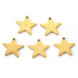 Настоящее золото 18K Вакуумное покрытие pvd 304 подвески из нержавеющей стали, лазерная резка, звезда, реальный 18 k позолоченный, 12x13x1 мм, отверстие : 1 мм