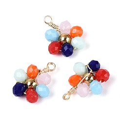 Разноцветный Стекло с 304 подвесками из нержавеющей стали, , граненые, красочный, 10.5~11x9x3 мм, отверстие : 1.4 мм