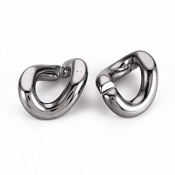 Черный Цвет Металла Уф покрытие АБС-пластик соединительные кольца, разъемы для быстрой связи, для изготовления бордюрных цепей, несварные, твист, металлический черный , 32.5x25x12 мм, внутренний диаметр: 19x11.5 мм