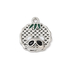 Платина Сплав эмали прелести, без кадмия, без никеля и без свинца, плоская круглая с подвеской в виде панды, стойки покрытие, платина, 13.5x7x3 мм, отверстие : 1.2 мм