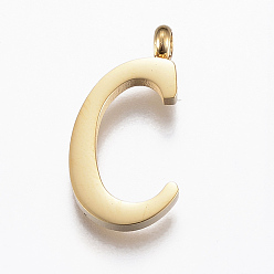 Letter C 304 подвески из нержавеющей стали, Начальная буква, letter.c, золотые, 19x10x2 мм, отверстие : 2 мм