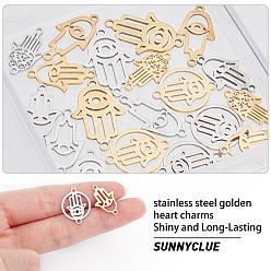 Golden & Stainless Steel Color SUNNYCLUE 201 Stainless Steel Links Connectors, Mixed Shapes, Golden & Stainless Steel Color, 20pcs/box