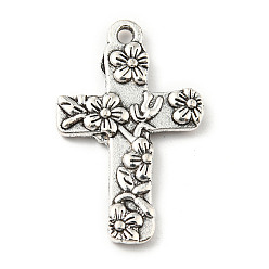 Antique Silver Tibetan Style Alloy Pendants, Cross, Antique Silver, 27x17x2.5mm, Hole: 1.6mm, 260pcs/500g
