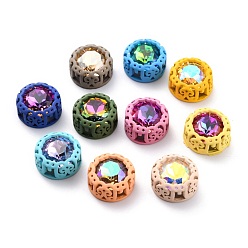 (52) Непрозрачная лаванда Шить на горный хрусталь, гальваническое стекло горный хрусталь, с латунной фурнитурой , аксессуары для одежды, имитация желе, плоско-круглые, разноцветные, 14.5x8 мм, отверстие : 7.8 мм